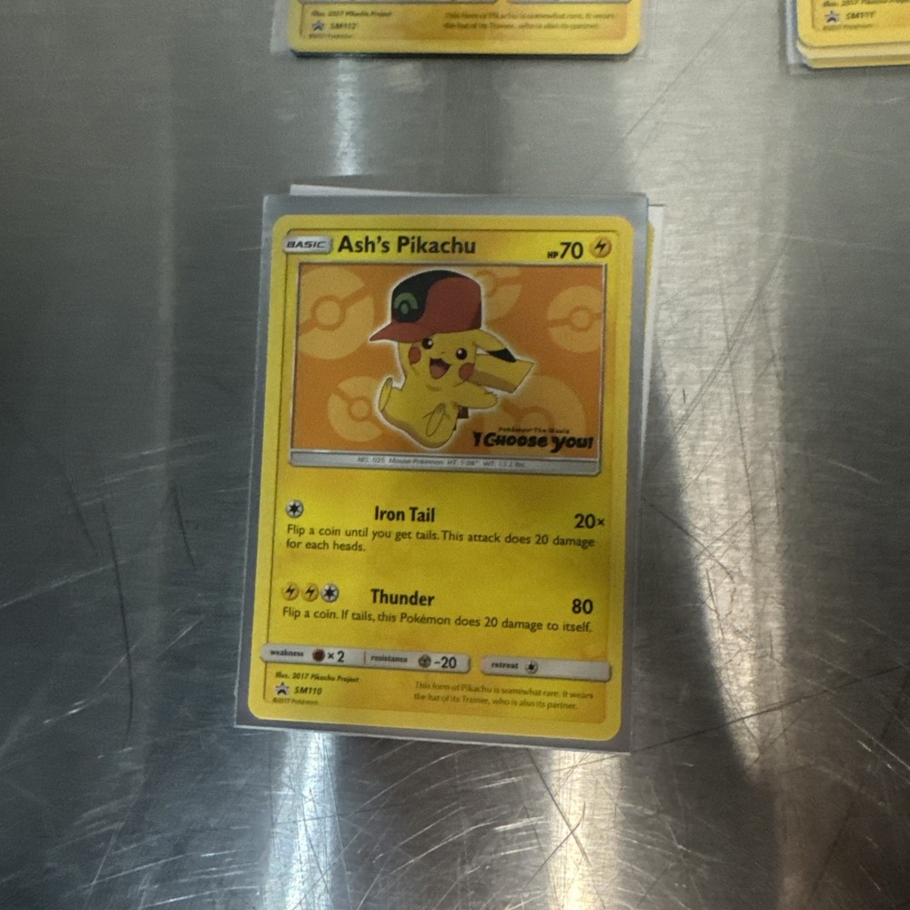 Ash's Pikachu SM110 Pokémon TCG Special Promo Card Mint Condition